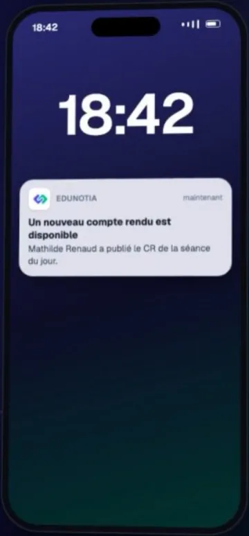 Application Edunotia sur un téléphone