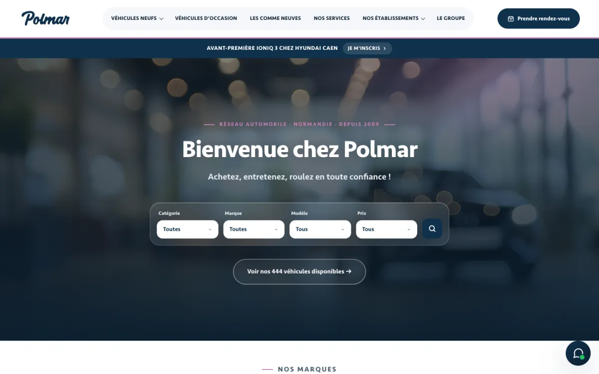 Page d'accueil du site du Groupe Polmar